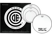 Code DrumHead, pack Tom - Transparente Fusion 10" 12" 14" + 14" DNA