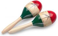 Paire de maracas ovales en bois, finition Mexique, 26 cm