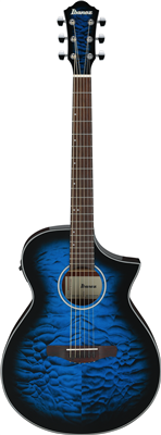 Ibanez, Guitare E/A AEWC16QA Transparent Blue Sunburst