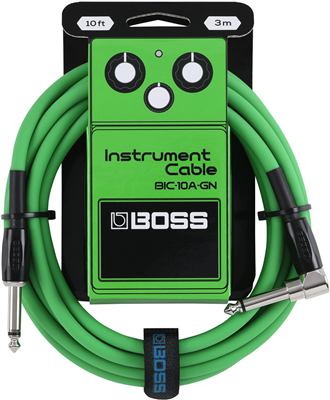 Boss, Câble Jack 3 m Coudé Vert