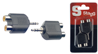 Adaptateur 2ble RCA fem./ 1 mini JACK mâle stéréo - 2 pcs sous blister