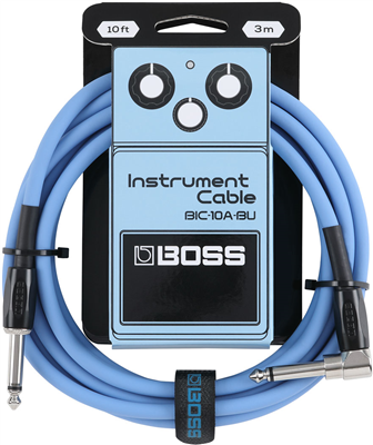 Boss, Câble Jack 3 m Coudé Bleu