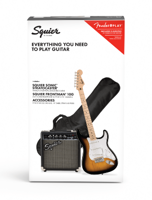 Squier Sonic® Stratocaster® Pack, Maple Fingerboard, 2-Color Sunburst, Gig Bag,
