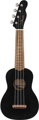 Fender, Venice Soprano Ukulele, Walnut Fingerboard, Black