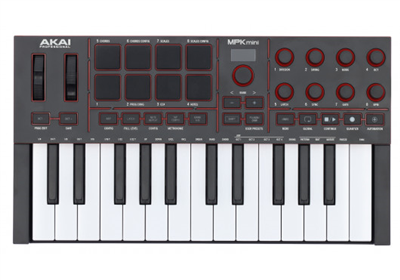 Akai Professional, Clavier-maître PMKMINI USB 25 mini touches, 8 pads, noir