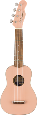 Fender, Venice Soprano Ukulele, Walnut Fingerboard, Shell Pink