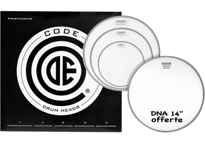 Code DrumHead, pack Tom - Transparente Fusion 10" 12" 14" + 14" DNA