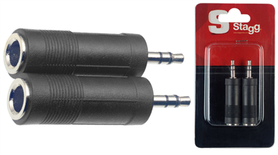 Adaptateur JACK fem.stéréo/ mini JACK mâle stéréo - 2 pcs sous blister