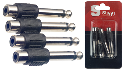 Adaptateur RCA fem./ Jack mâle - métal - 4 pcs sous blister