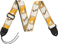 Fender® 2" Monogrammed Strap, White/Brown/Yellow