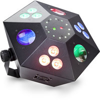 Boîte multi-effets avec lasers rouges et verts, 3 colour wash, stroboscope et fl