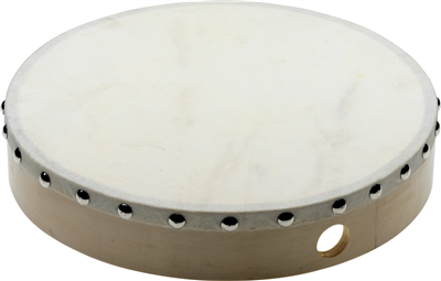 Tambour à main 10" pré-accordé en bois, peau fixe rivetée