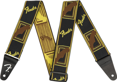 Fender Weighless™ 2" Mono Strap, Black/Yellow/Brown