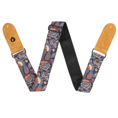 Prodipe, Sangle 50mm JACQUARD | Motif Végétal - Doublée noire - Support Cuir