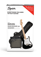 Squier, Sonic™ Stratocaster® Pack, Maple Fingerboard, Black, Gig Bag, 10G - 230V