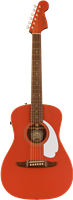 Fender, Malibu Player, Walnut Fingerboard, White Pickguard, Fiesta Red