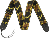 Fender® 2" Monogrammed Strap, Black/Yellow/Brown