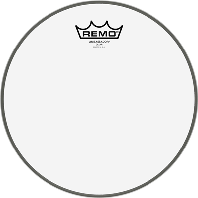 Peau Ambassador transparente 16" pour caisse claire / tom sur pieds