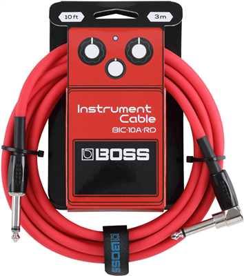 Boss, Câble Jack 3 m Coudé Rouge