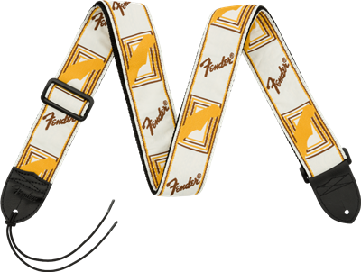 Fender® 2" Monogrammed Strap, White/Brown/Yellow
