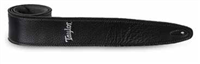 Taylor Strap, Black Leather, Suede Back, Silver Logo, 2.5"