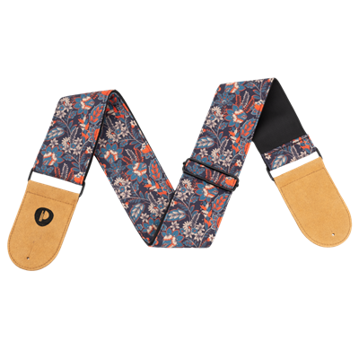 Prodipe, Sangle 75mm JACQUARD | Motif Végétal - Doublée noire - Support Cuir