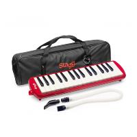 Stagg, Mélodica rouge en plastique, 32 touches, housse noire et rouge