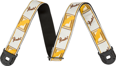 Fender, Quick Grip Locking End Strap, White, Yellow and Brown, 2"