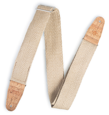 Sangle guitare VEGAN Levys en chanvre avec embout en liège renforcé, 5cm