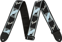 Fender® 2" Monogrammed Strap, Black/Light Grey/Blue