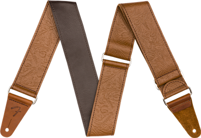 Fender Tooled Leather Guitar Strap, 2", Brown