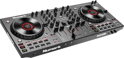 Numark, controleur DJ 4 voies, 2 jogs avec écran, carte son