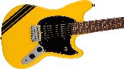 Squier, Bullet Competition Mustang® HH, Graffiti Yellow with Black Stripes
