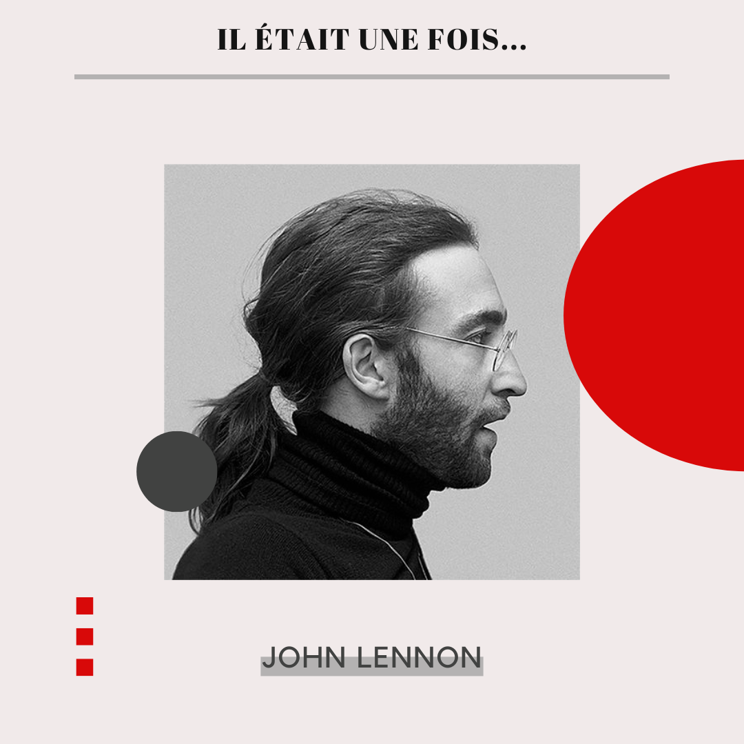 Portrait de profil de John Lennon en noir et blanc